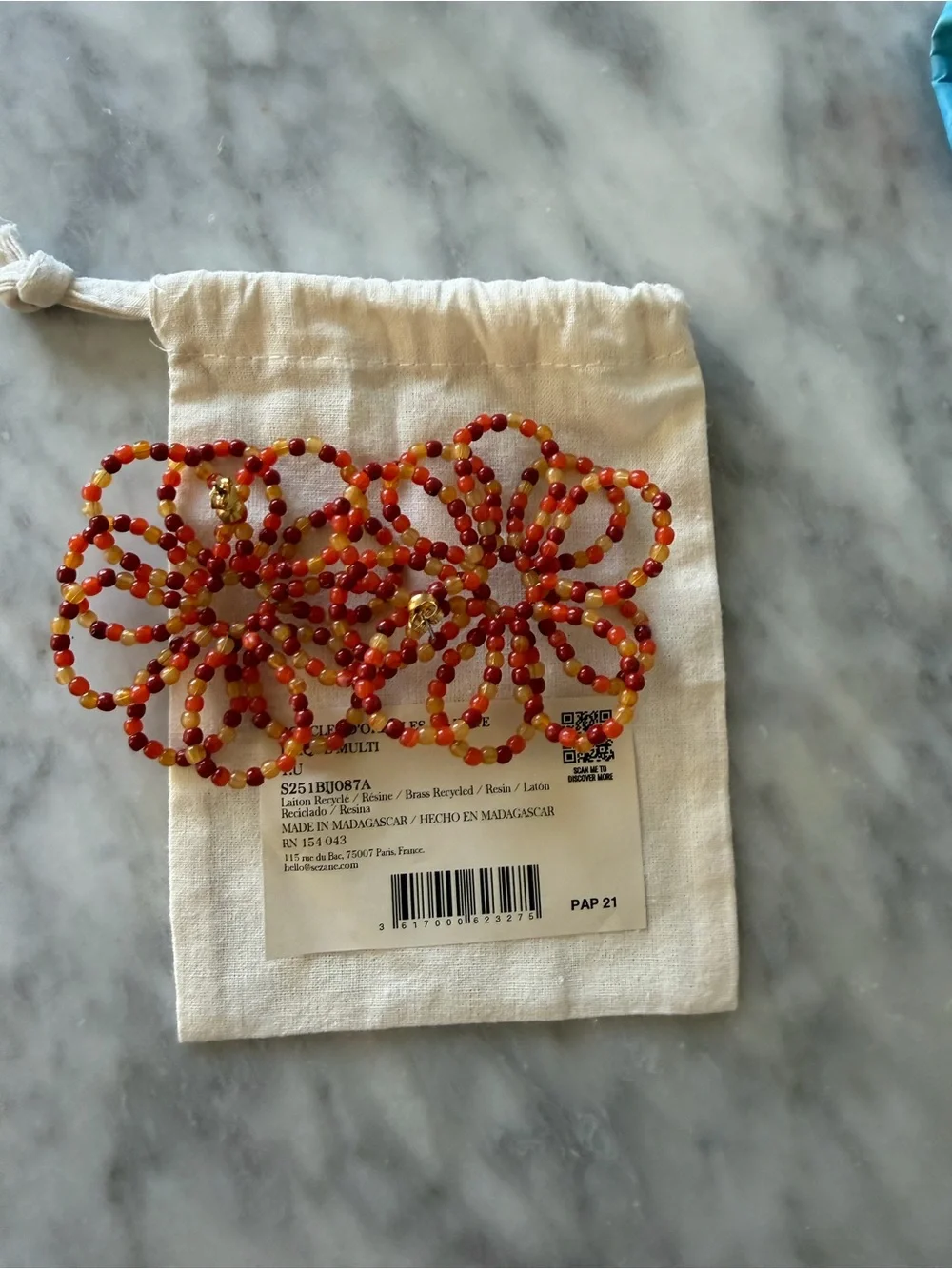 Juliette Earrings - Orange Beaded Statement Hoops